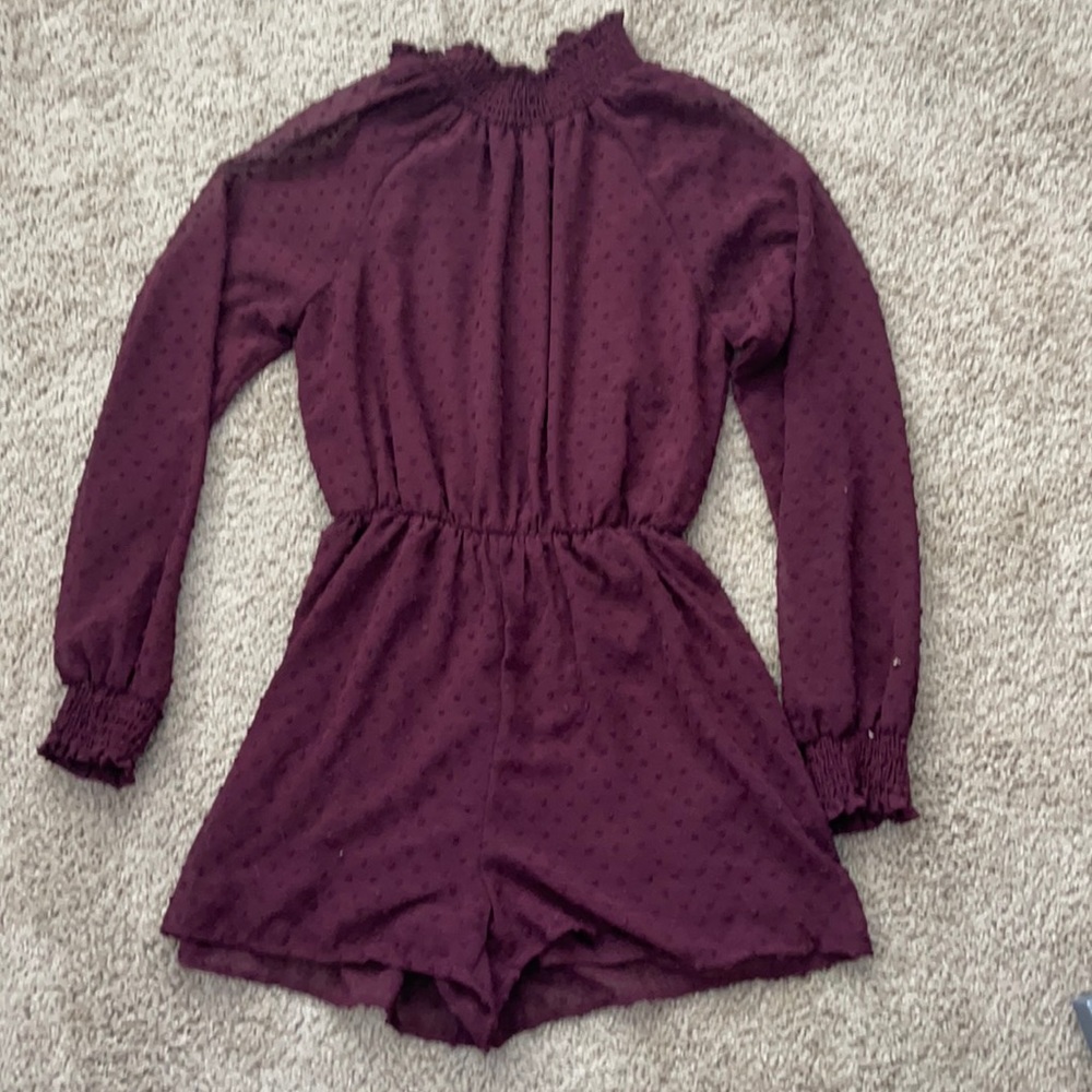 Long sleeve maroon romper. Worn once, true to size very cute.